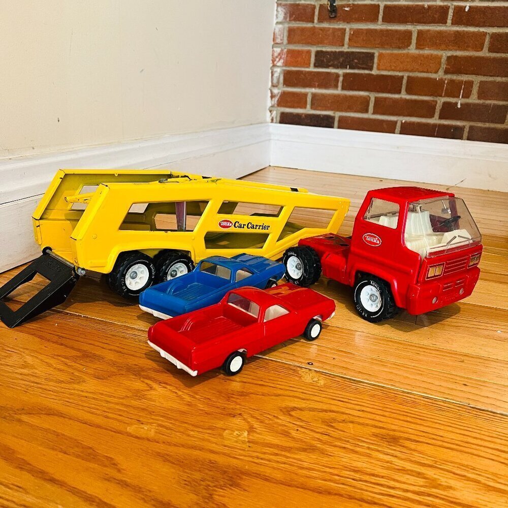 Vintage 1970's Mighty Tonka Pressed Steel 34" Car Carrier Transporter #3991 - Picture 2 of 16